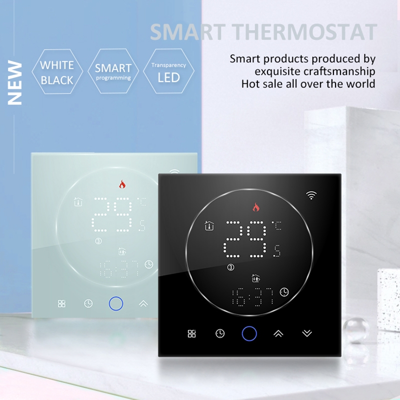 Termostato WiFi Intelligente Con Controllo Vocale – Per Caldaia A Gas E Riscaldamento, Programmazione Settimanale, Blocco Bambini, Colore Bianco